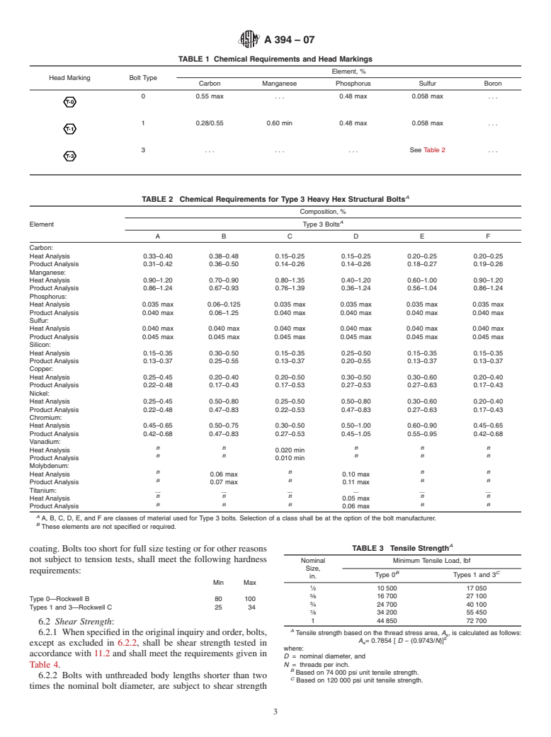 ASTM A394-07 - Standard Specification for Steel Transmission Tower Bolts, Zinc-Coated and Bare