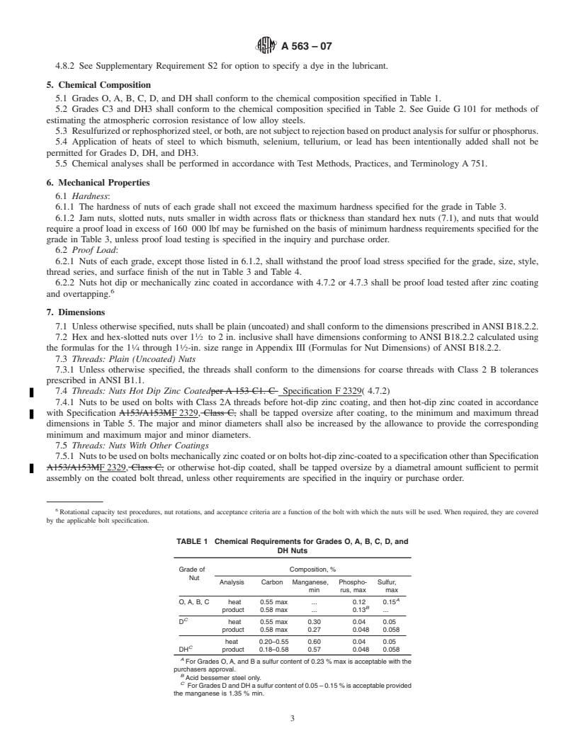 REDLINE ASTM A563-07 - Standard Specification for Carbons and Alloy Steel Nuts