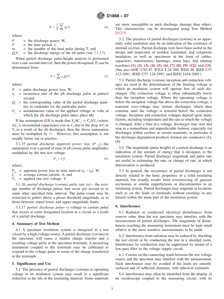 ASTM D1868-07 - Standard Test Method for Detection and Measurement of Partial Discharge (Corona) Pulses in Evaluation of Insulation Systems