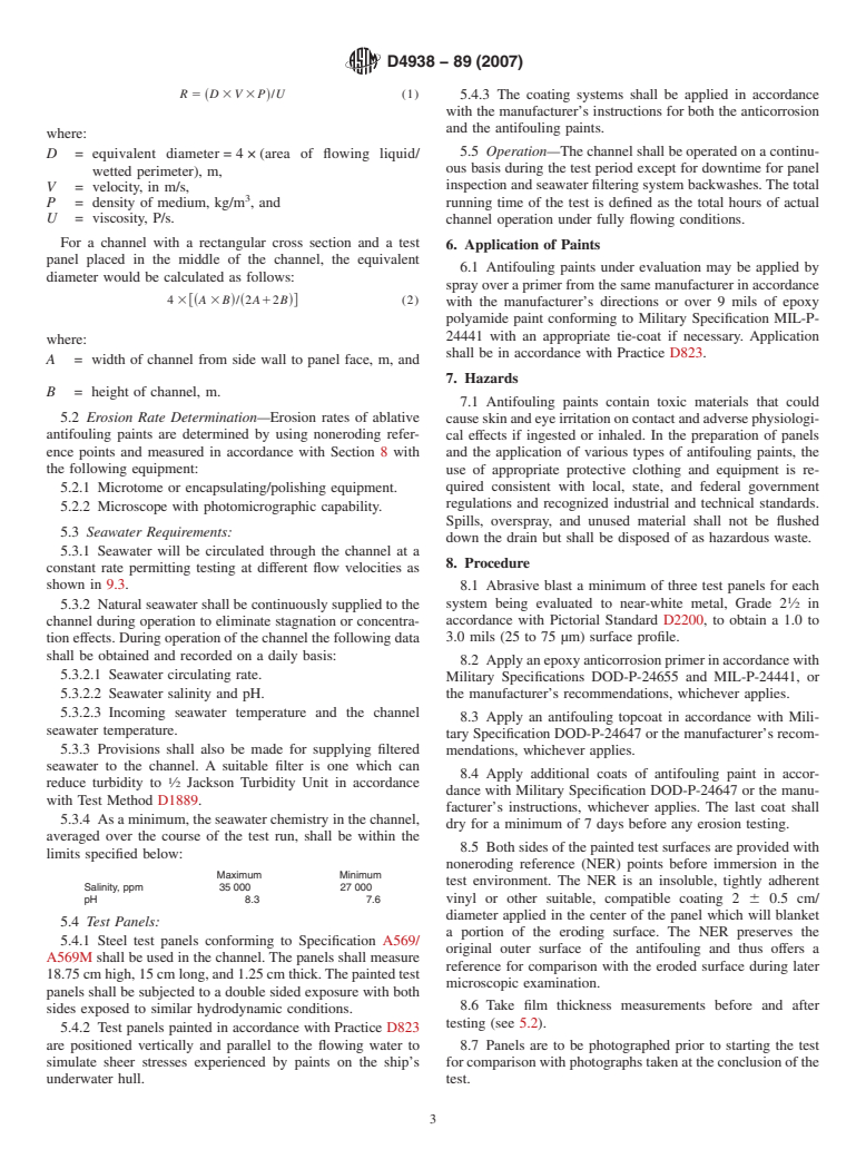 ASTM D4938-89(2007) - Standard Test Method for Erosion Testing of Antifouling Paints Using High Velocity Water