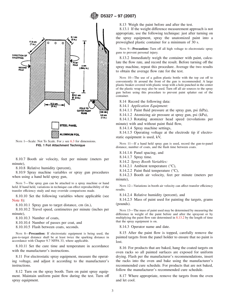 ASTM D5327-97(2007) - Standard Practice for Evaluating and Comparing Transfer Efficiency of Spray Applied Coatings Under General Laboratory Conditions