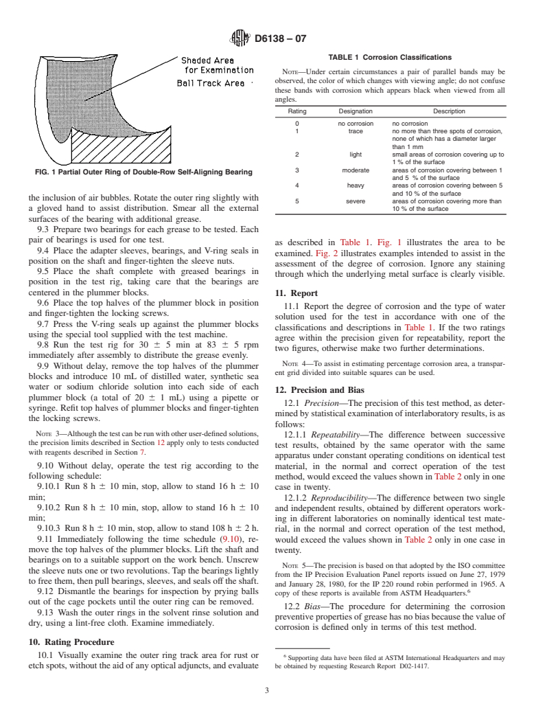 ASTM D6138-07 - Standard Test Method for Determination of Corrosion-Preventive Properties of Lubricating Greases Under Dynamic Wet Conditions (Emcor Test)