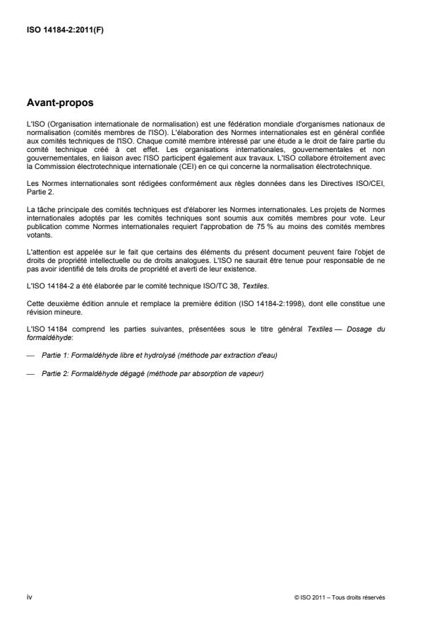 ISO 14184-2:2011 ISO 14184-2:2011 - Textiles -- Dosage du formaldéhyde - Page 4 preview