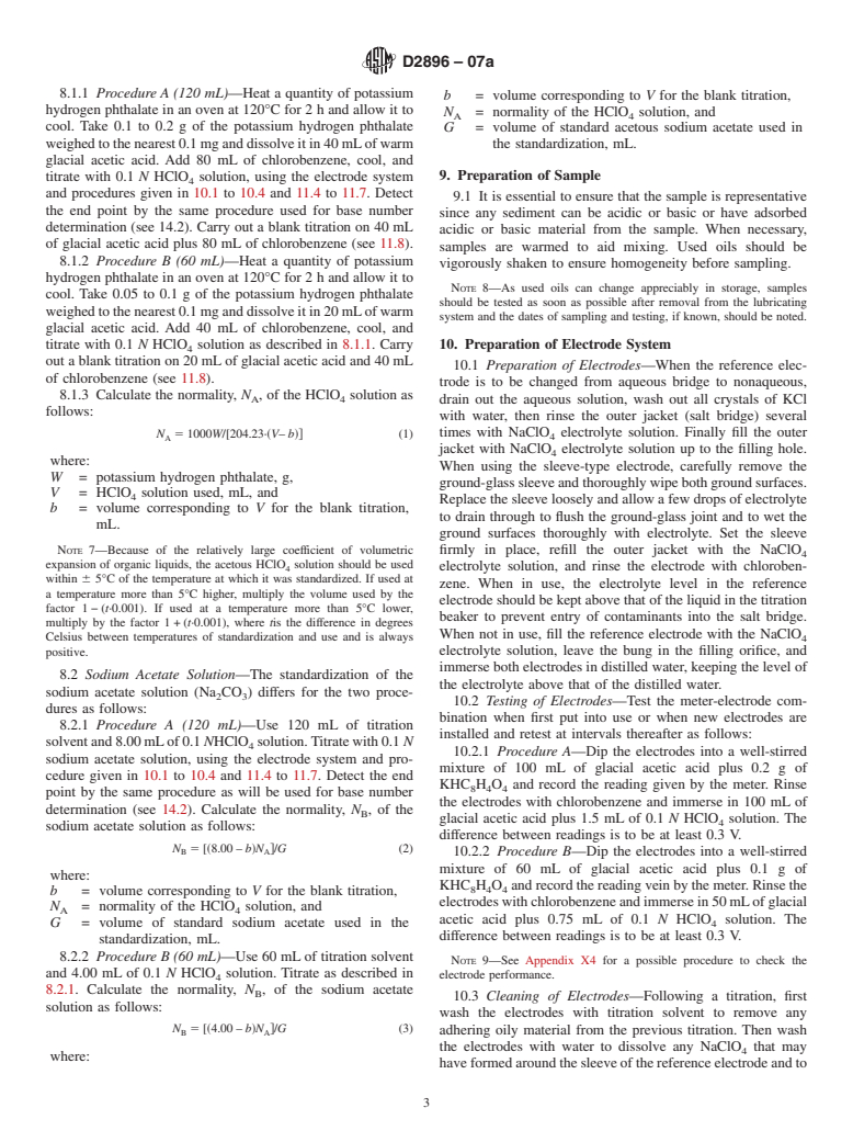 ASTM D2896-07a - Standard Test Method for Base Number of Petroleum Products by Potentiometric Perchloric Acid Titration