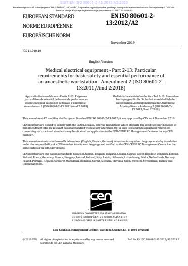 SIST COVID-19 SIST EN ISO 80601-2-13:2013/A2:2020