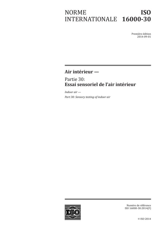ISO 16000-30:2014 - Air intérieur