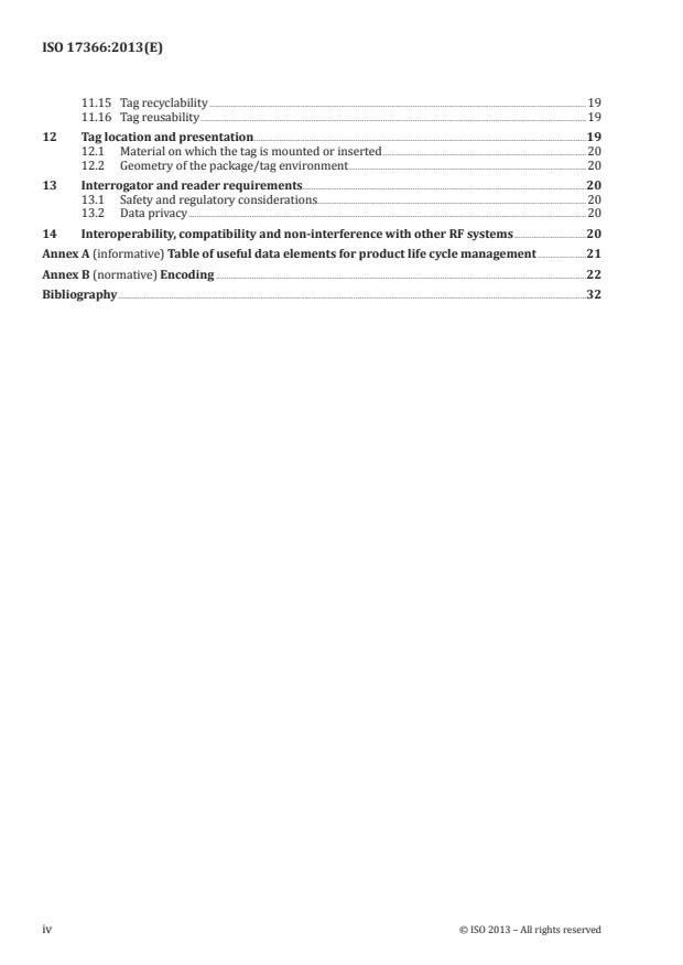 ISO 17366:2013 ISO 17366:2013 - Supply chain applications of RFID -- Product packaging - Page 4 preview