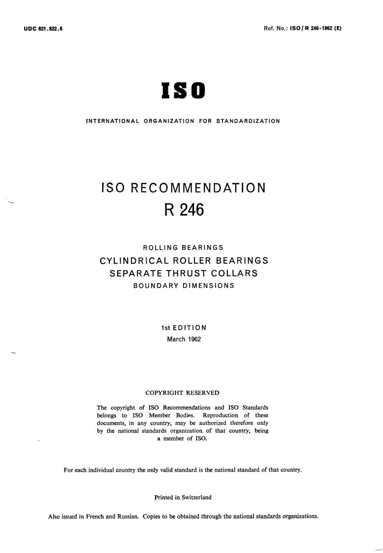 ISO/R 246:1962 - Title missing - Legacy paper document
Released:1/1/1962
