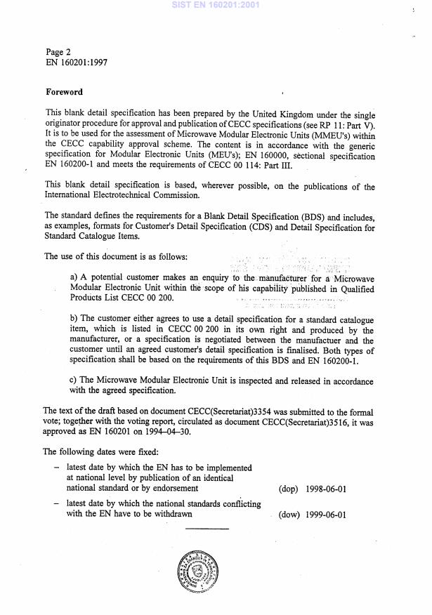 EN 160201:1997 EN 160201:2001 - Page 4 preview