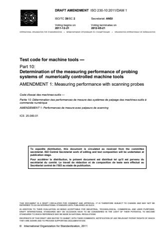 ISO 230-10:2011/Amd 1:2014 - Measuring performance with scanning probes
