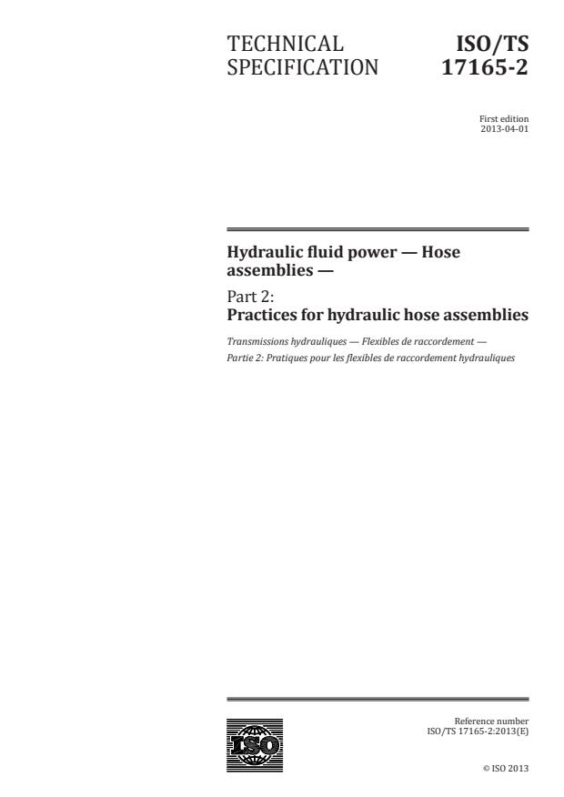 ISO/TS 17165-2:2013 - Hydraulic fluid power -- Hose assemblies