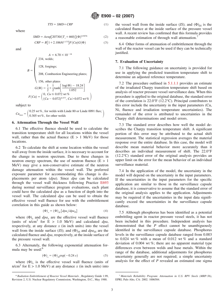 ASTM E900-02(2007) - Standard Guide for Predicting Radiation-Induced Transition Temperature Shift in Reactor Vessel Materials, E706 (IIF)