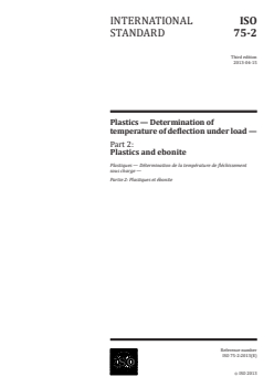 ISO 75-2:2013 ISO 75-2:2013 - Plastics — Determination of temperature of deflection under load — Part 2: Plastics and ebonite
Released:4/9/2013 - Page 1 preview