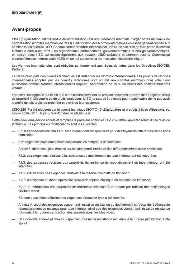 ISO 28017:2011 ISO 28017:2011 - Tuyaux et flexibles en caoutchouc, a armature textile ou métallique, pour des applications de dragage -- Spécifications - Page 4 preview
