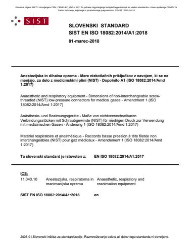 COVID-19 SIST EN ISO 18082:2014/A1:2018