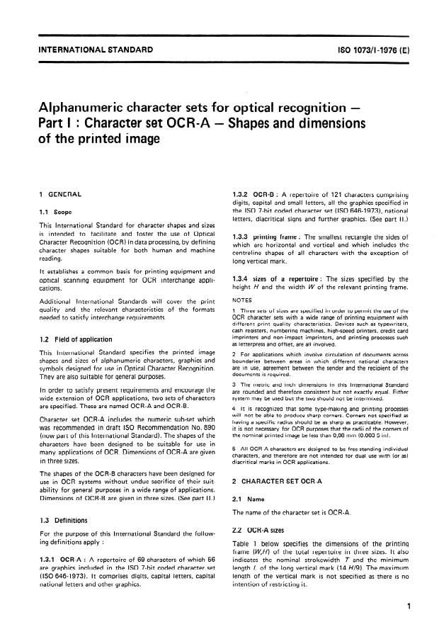 ISO 1073-1:1976 - Alphanumeric character sets for optical recognition