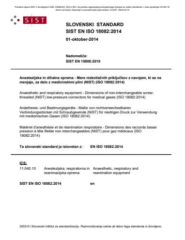 COVID-19 SIST EN ISO 18082:2014