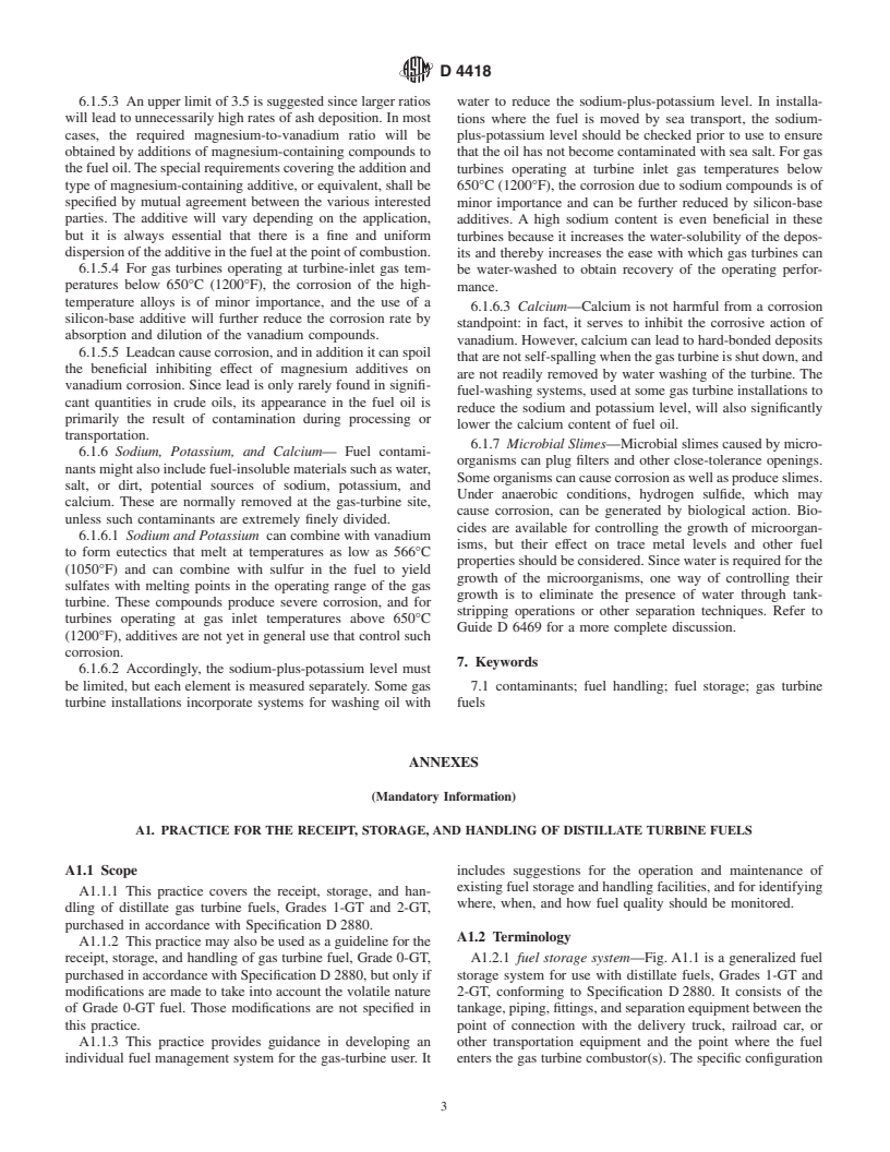 ASTM D4418-00 - Standard Practice for Receipt, Storage, and Handling of Fuels for Gas Turbines