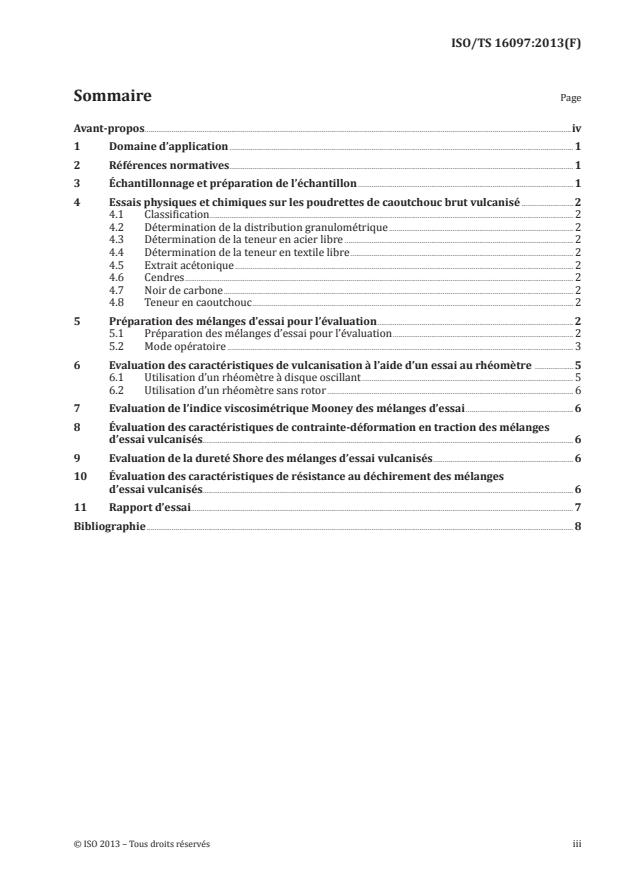 ISO/TS 16097:2013 - Poudrettes de caoutchouc vulcanisées -- Méthodes d'évaluation