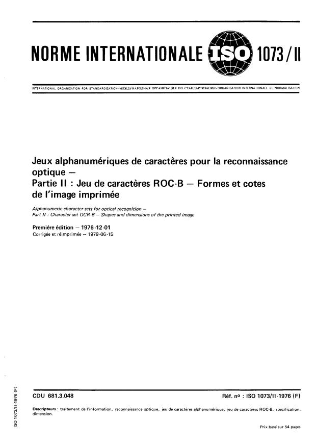 ISO 1073-2:1976 - Jeux alphanumériques de caracteres pour la reconnaissance optique