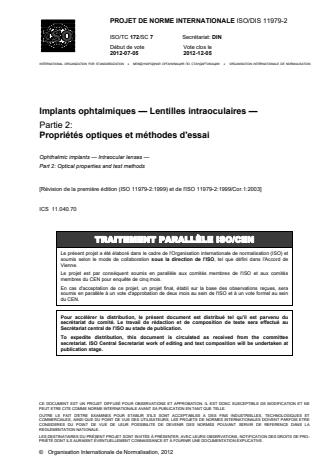 ISO 11979-2:2014 - Implants ophtalmiques -- Lentilles intraoculaires