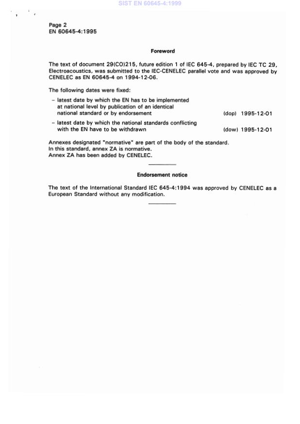 EN 60645-4:1995 EN 60645-4:1999 - Page 4 preview