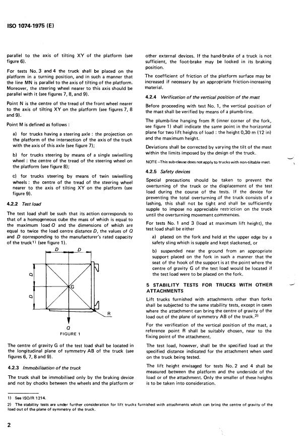 ISO 1074:1975 ISO 1074:1975 - Counterbalanced lift trucks -- Stability -- Basic tests - Page 4 preview