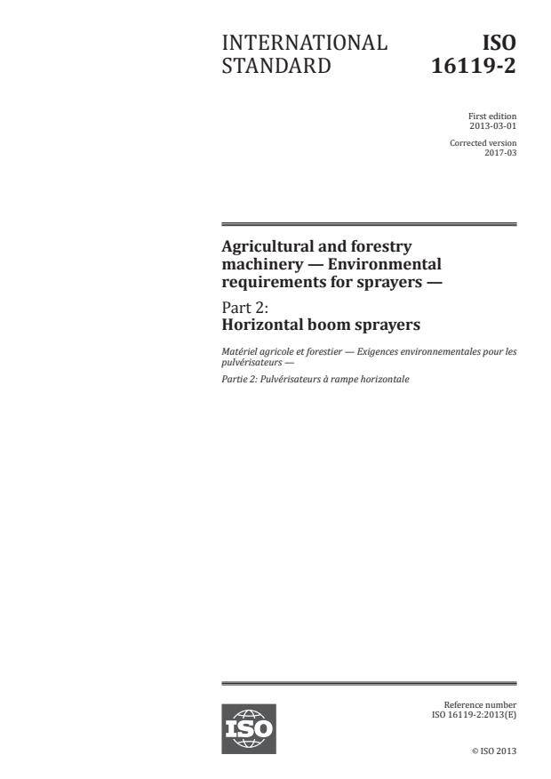 ISO 16119-2:2013 - Agricultural and forestry machinery -- Environmental requirements for sprayers