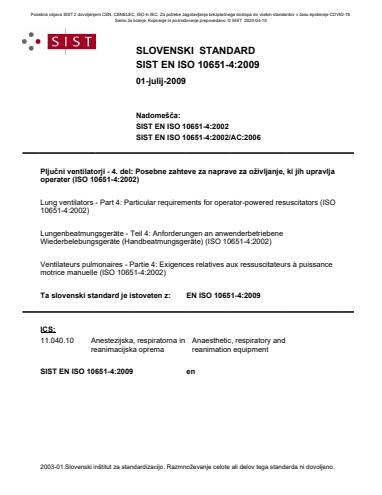 SIST COVID-19 SIST EN ISO 10651-4:2009