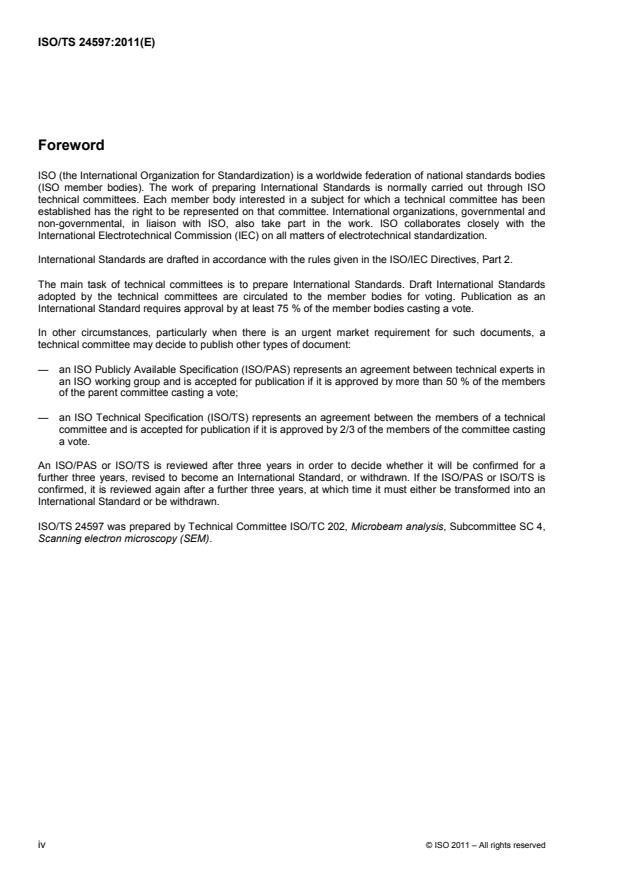 ISO/TS 24597:2011 ISO/TS 24597:2011 - Microbeam analysis -- Scanning electron microscopy -- Methods of evaluating image sharpness - Page 4 preview