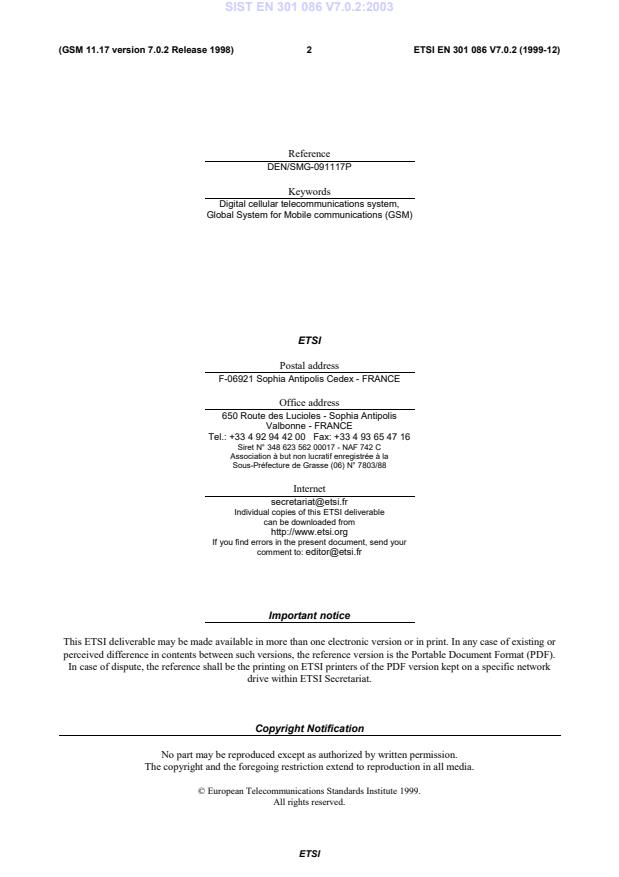 SIST EN 301 086 V7.0.2:2003 SIST EN 301 086 V7.0.2:2003 - Page 4 preview