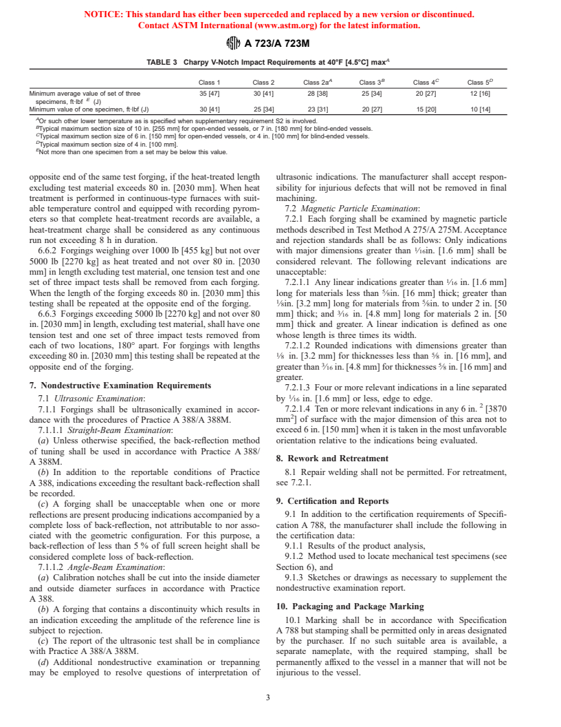 ASTM A723/A723M-94(1999) - Standard Specification for Alloy Steel Forgings for High-Strength Pressure Component Application