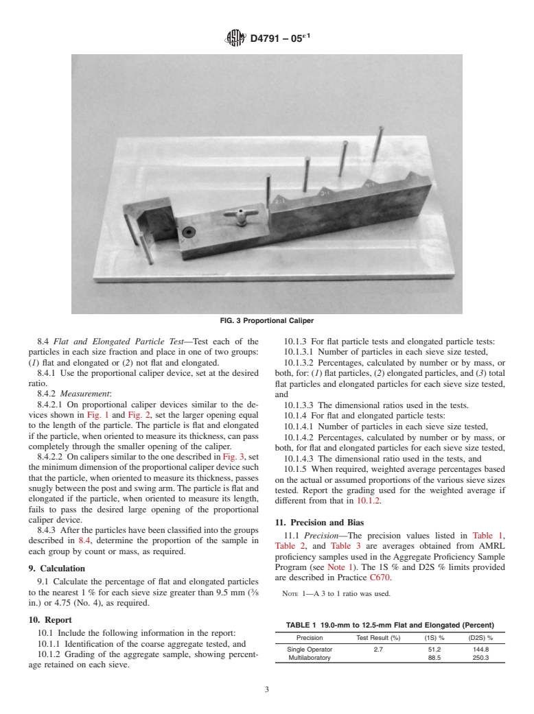 ASTM D4791-05e1 - Standard Test Method for Flat Particles, Elongated Particles, or Flat and Elongated Particles in Coarse Aggregate