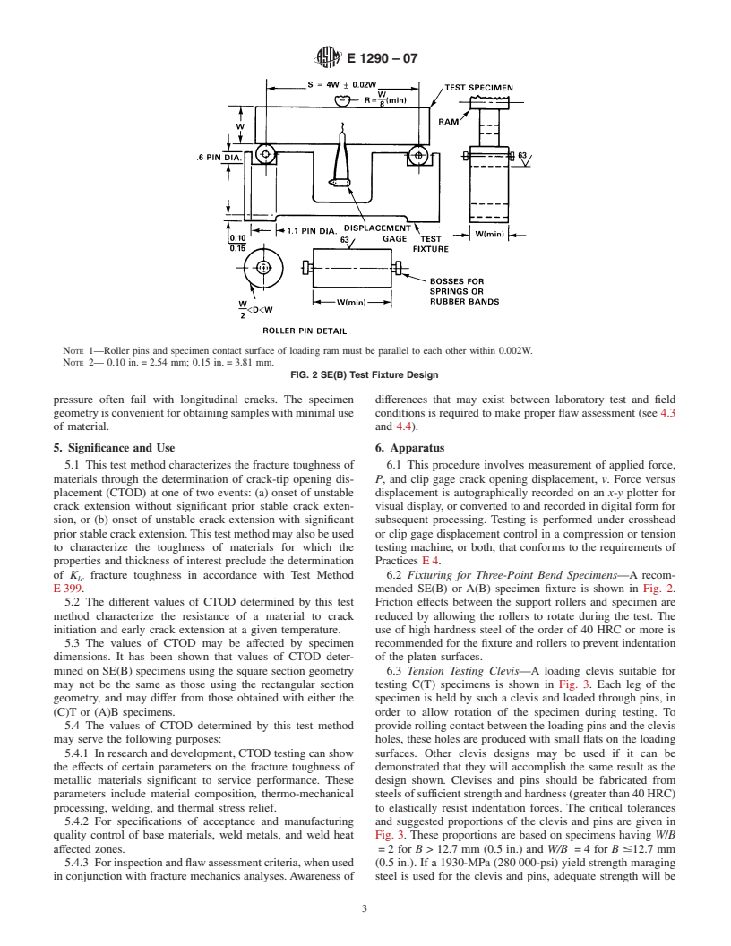 ASTM E1290-07 - Standard Test Method for Crack-Tip Opening Displacement (CTOD) Fracture Toughness Measurement