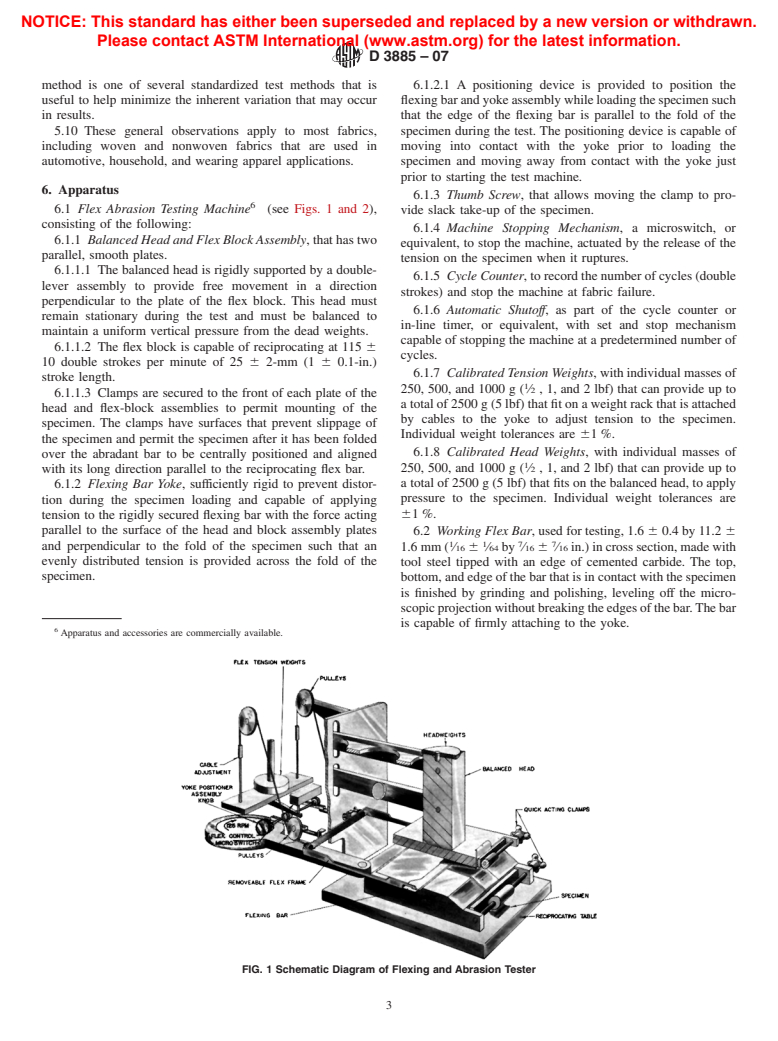 ASTM D3885-07 - Standard Test Method for Abrasion Resistance of Textile Fabrics (Flexing and Abrasion Method)