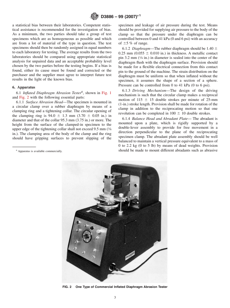 ASTM D3886-99(2007)e1 - Standard Test Method for Abrasion Resistance of Textile Fabrics (Inflated Diaphragm Apparatus)