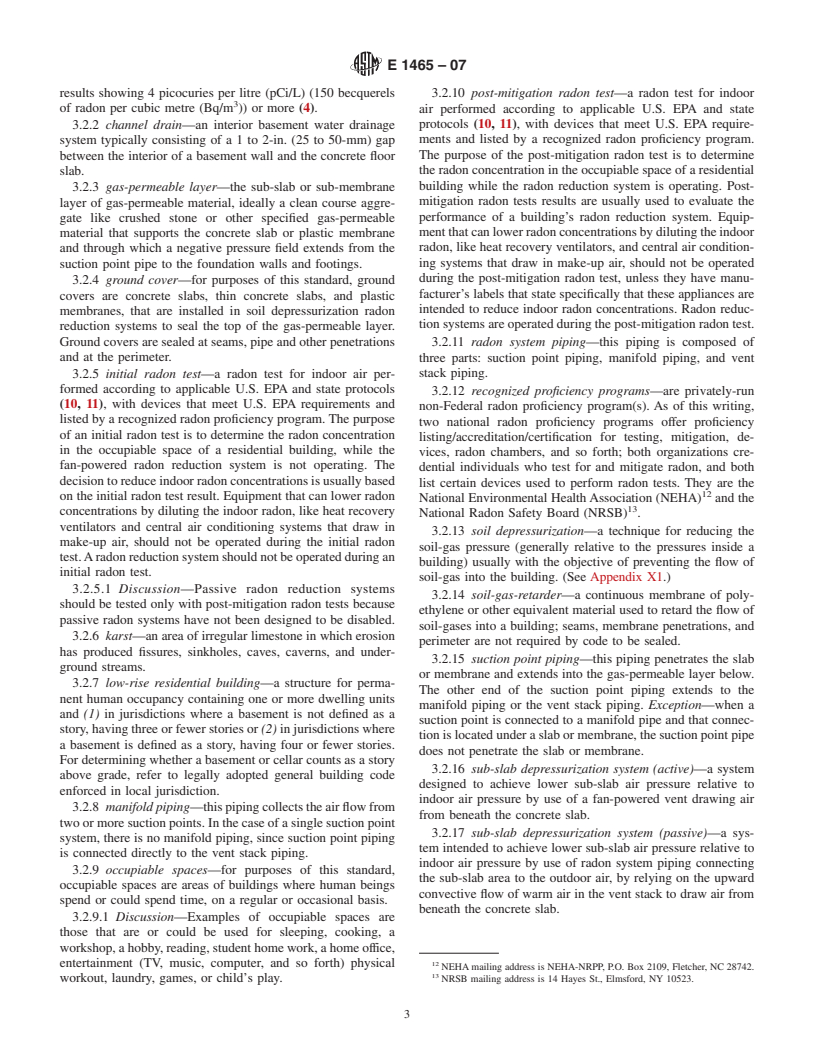 ASTM E1465-07 - Standard Practice for Radon Control Options for the Design and Construction of New Low-Rise Residential Buildings