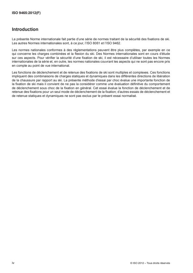 ISO 9465:2012 ISO 9465:2012 - Fixations de skis alpins -- Déclenchement latéral sous choc -- Méthode d'essai - Page 4 preview