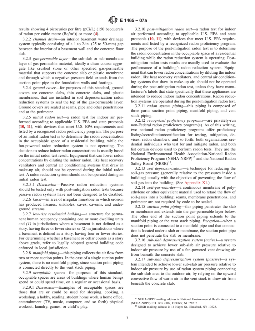 ASTM E1465-07a - Standard Practice for Radon Control Options for the Design and Construction of New Low-Rise Residential Buildings