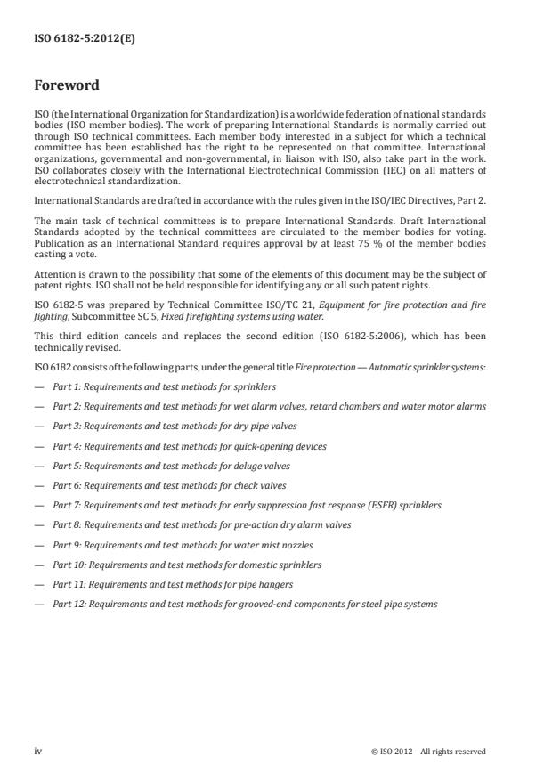 ISO 6182-5:2012 ISO 6182-5:2012 - Fire protection -- Automatic sprinkler systems - Page 4 preview