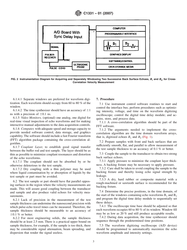 ASTM C1331-01(2007) - Standard Test Method for Measuring Ultrasonic Velocity in Advanced Ceramics with Broadband Pulse-Echo Cross-Correlation Method