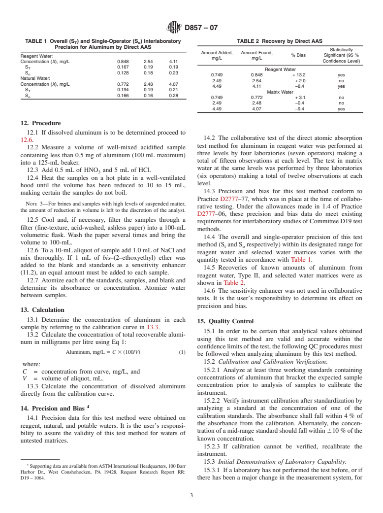 ASTM D857-07 - Standard Test Method for Aluminum in Water