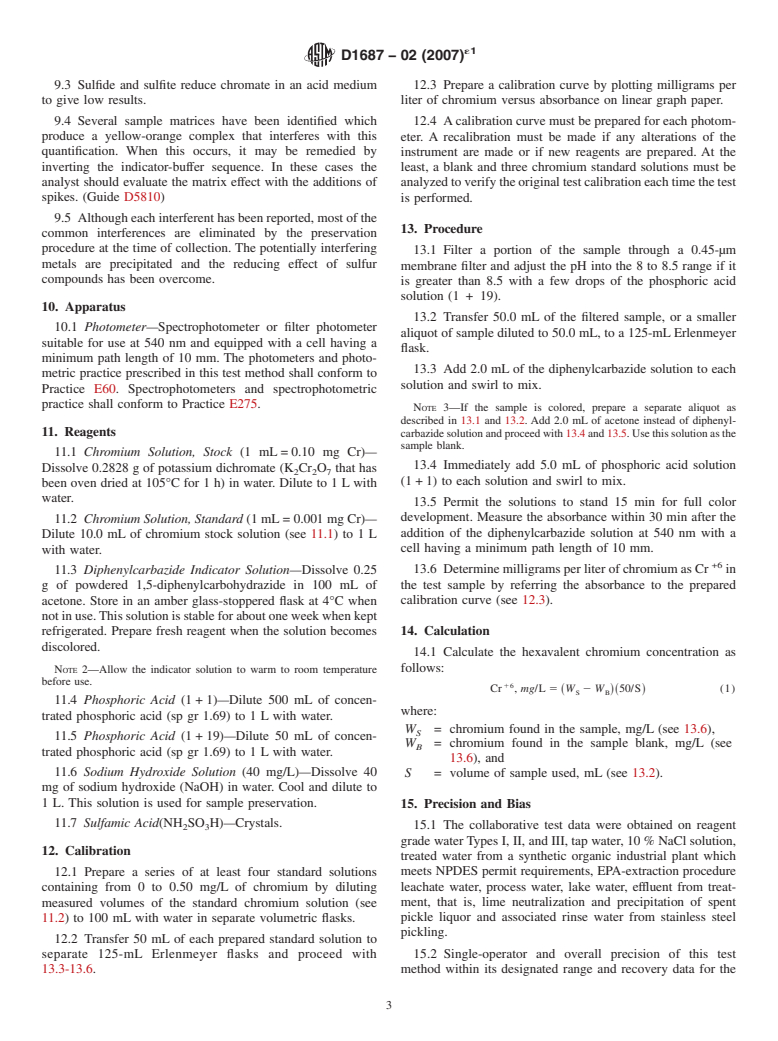 ASTM D1687-02(2007)e1 - Standard Test Methods for Chromium in Water