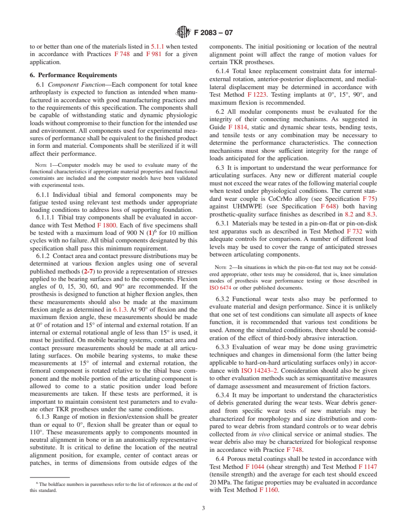 ASTM F2083-07 - Standard Specification for Total Knee Prosthesis