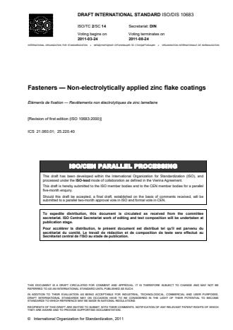 ISO 10683:2014 - Fasteners -- Non-electrolytically applied zinc flake coatings