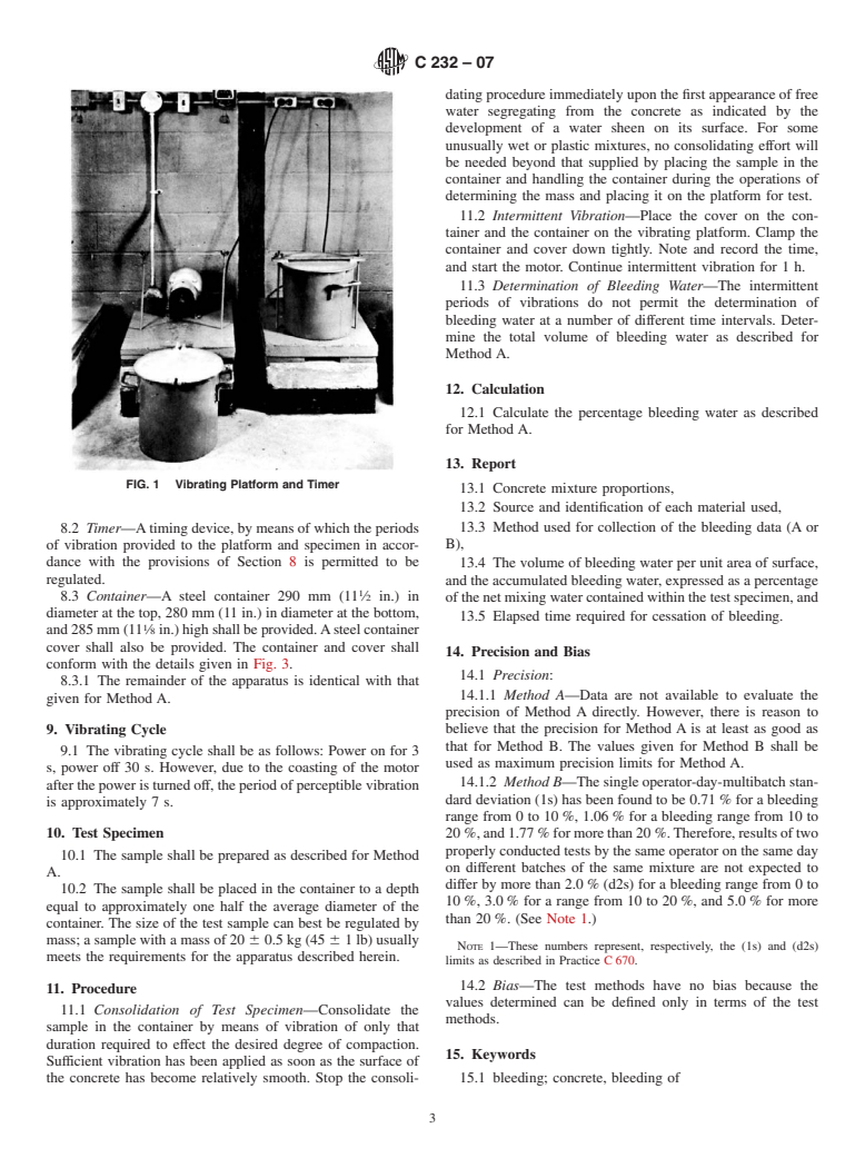 ASTM C232-07 - Standard Test Methods for Bleeding of Concrete