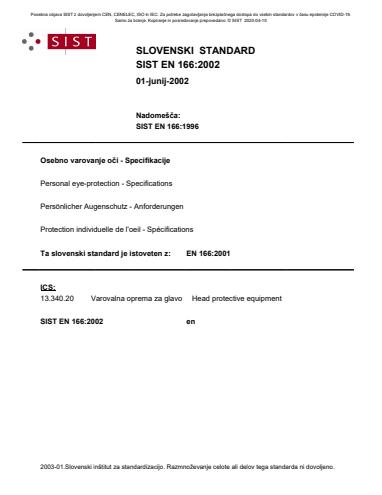 SIST COVID-19 SIST EN 166:2002