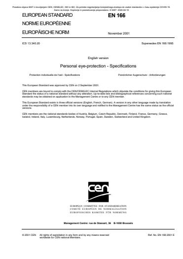 SIST COVID-19 SIST EN 166:2002