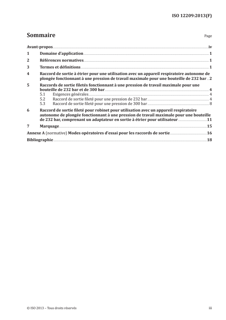 ISO 12209:2013 - Bouteilles à gaz — Raccords de sortie pour robinets de bouteilles à gaz pour air comprimé respirable
Released:10/25/2013