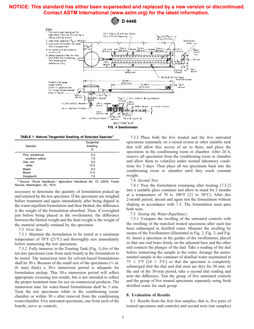 ASTM D4446-84(1995)e1 - Standard Test Method for Anti-Swelling Effectiveness of Water-Repellent Formulations and Differential Swelling of Untreated Wood When Exposed to Liquid Water Environments